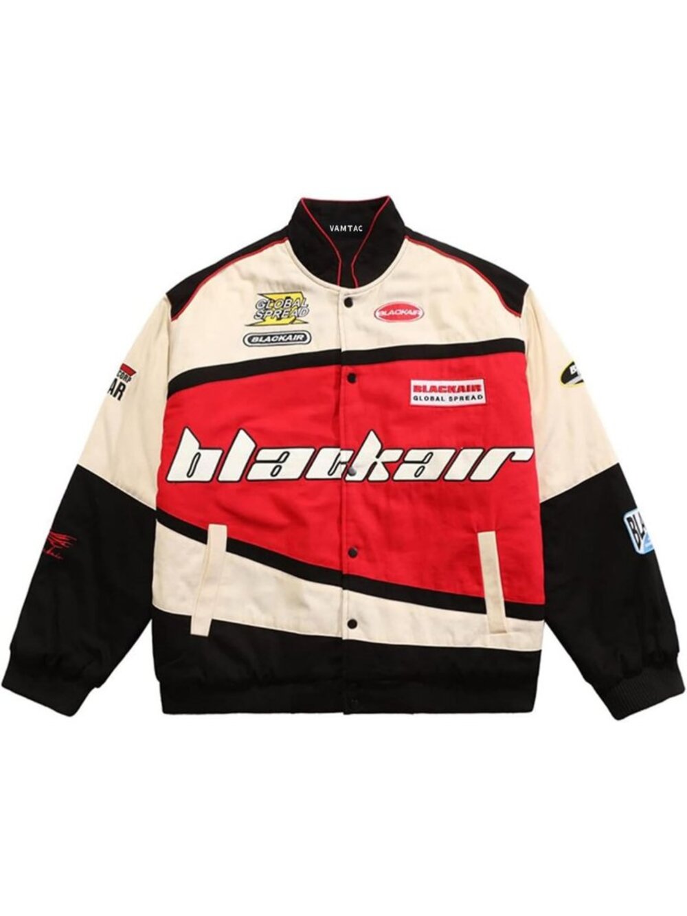 Vintage Men's Varsity Baseball Bomber Jacket | Cotton Streetwear with Pockets